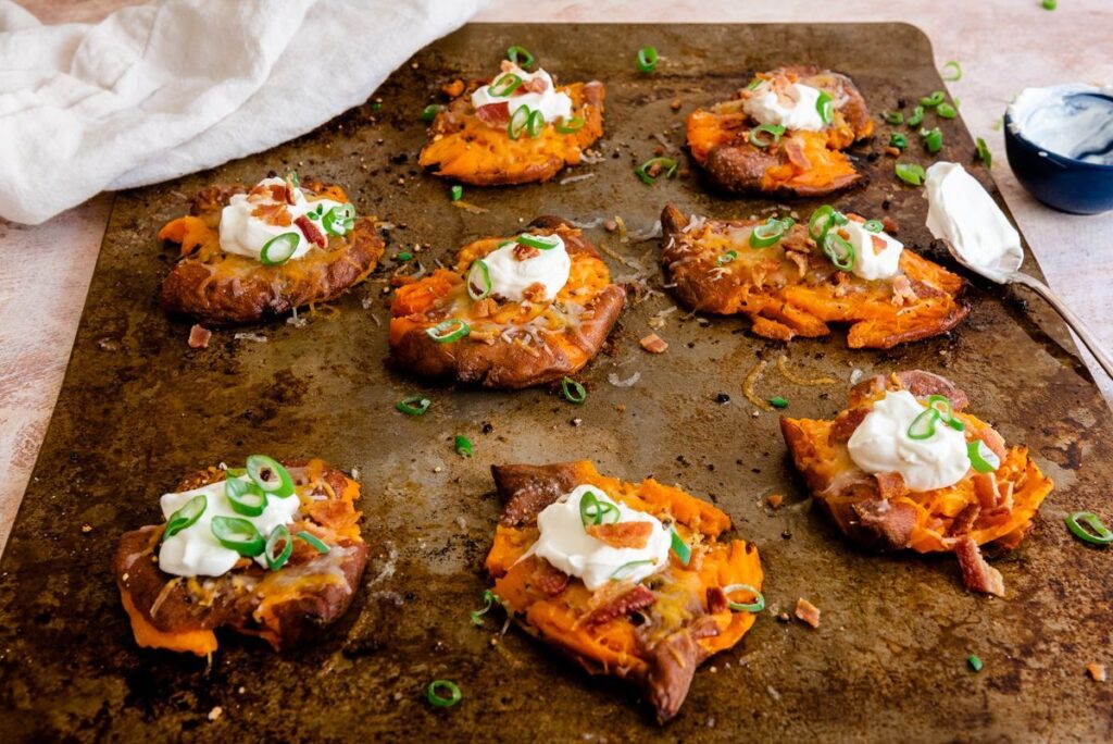 Loaded Smashed Sweet Potatoes 4