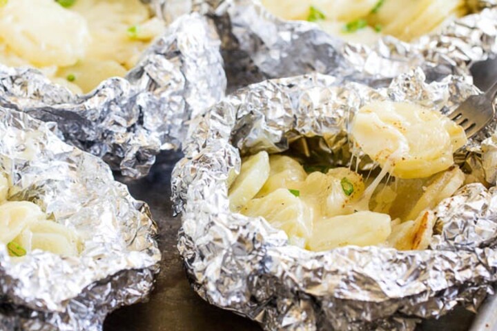 Grilled Cheesy Garlic Potato Packets